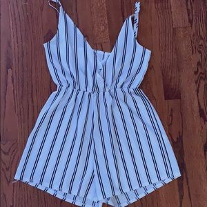 white and black striped romper